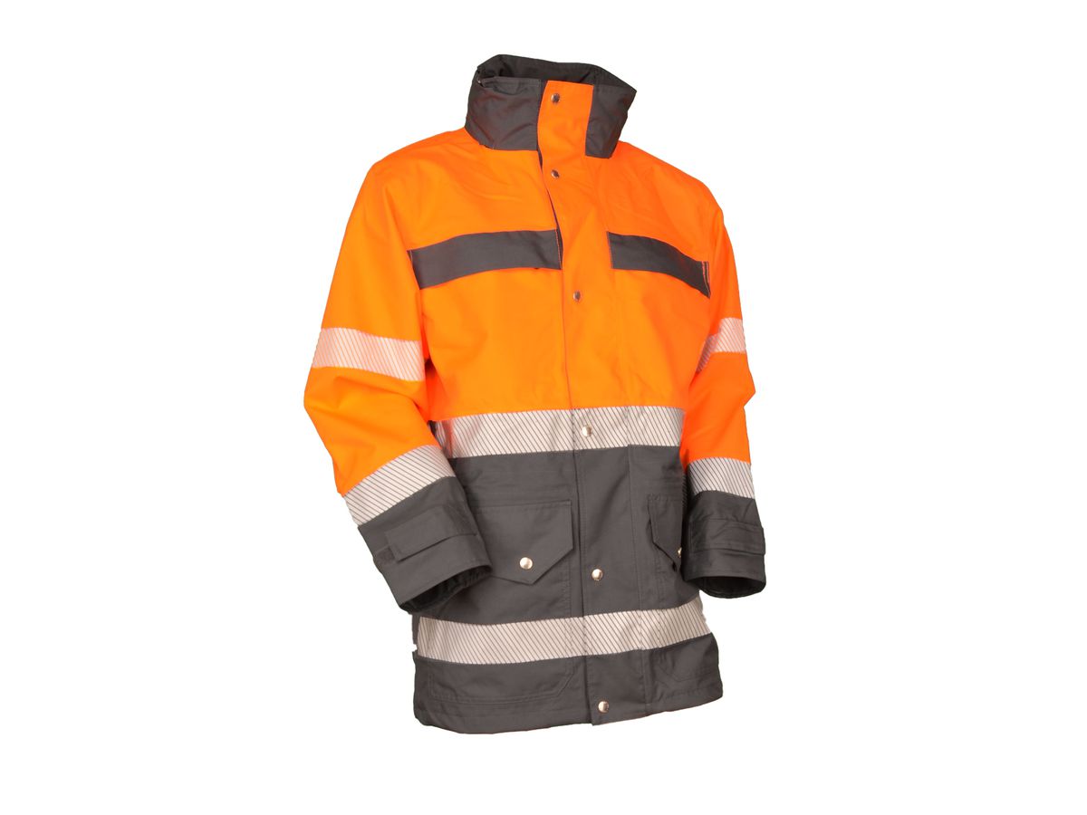 Regenparka EN 20471 HiVis-orange mit Kontrast grau