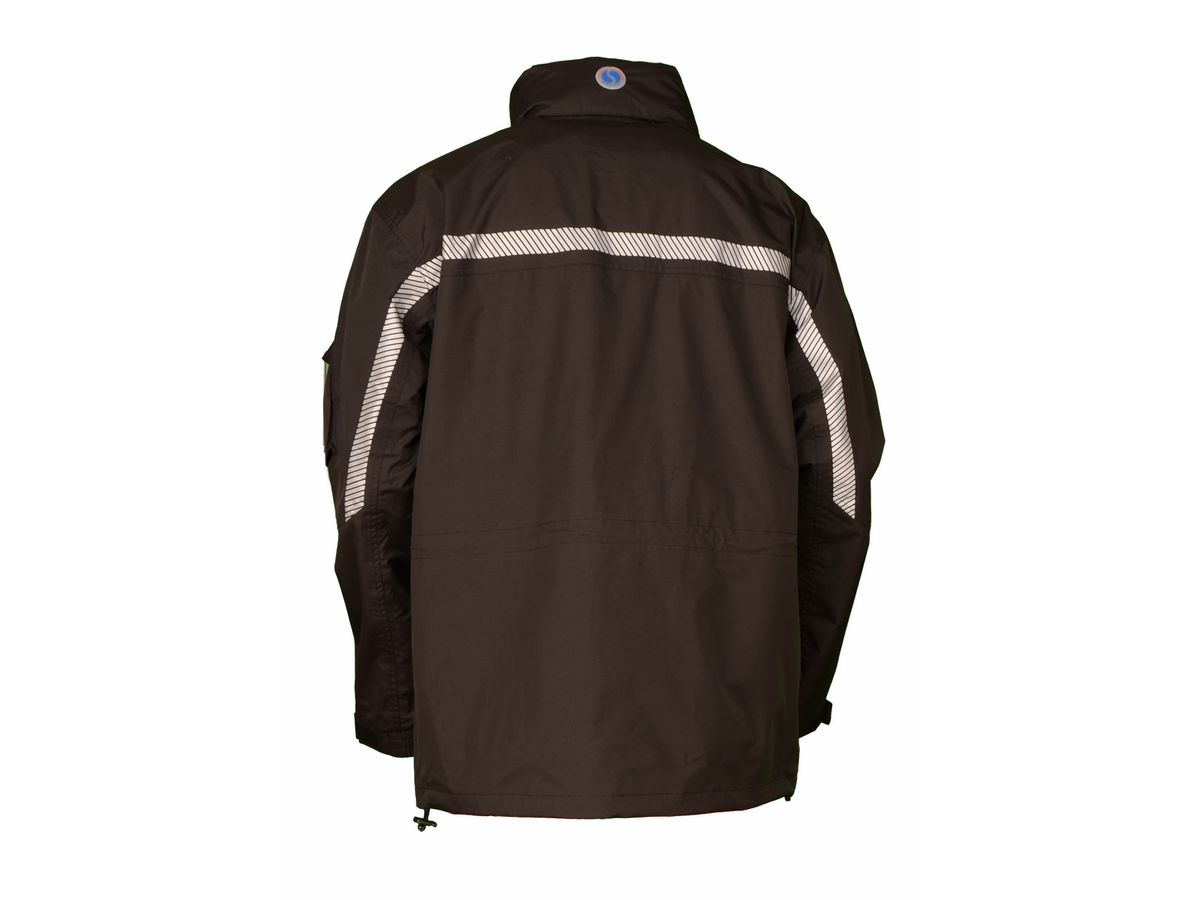 Regenjacke Swissline schwarz mit segmentierten Reflexstreifen