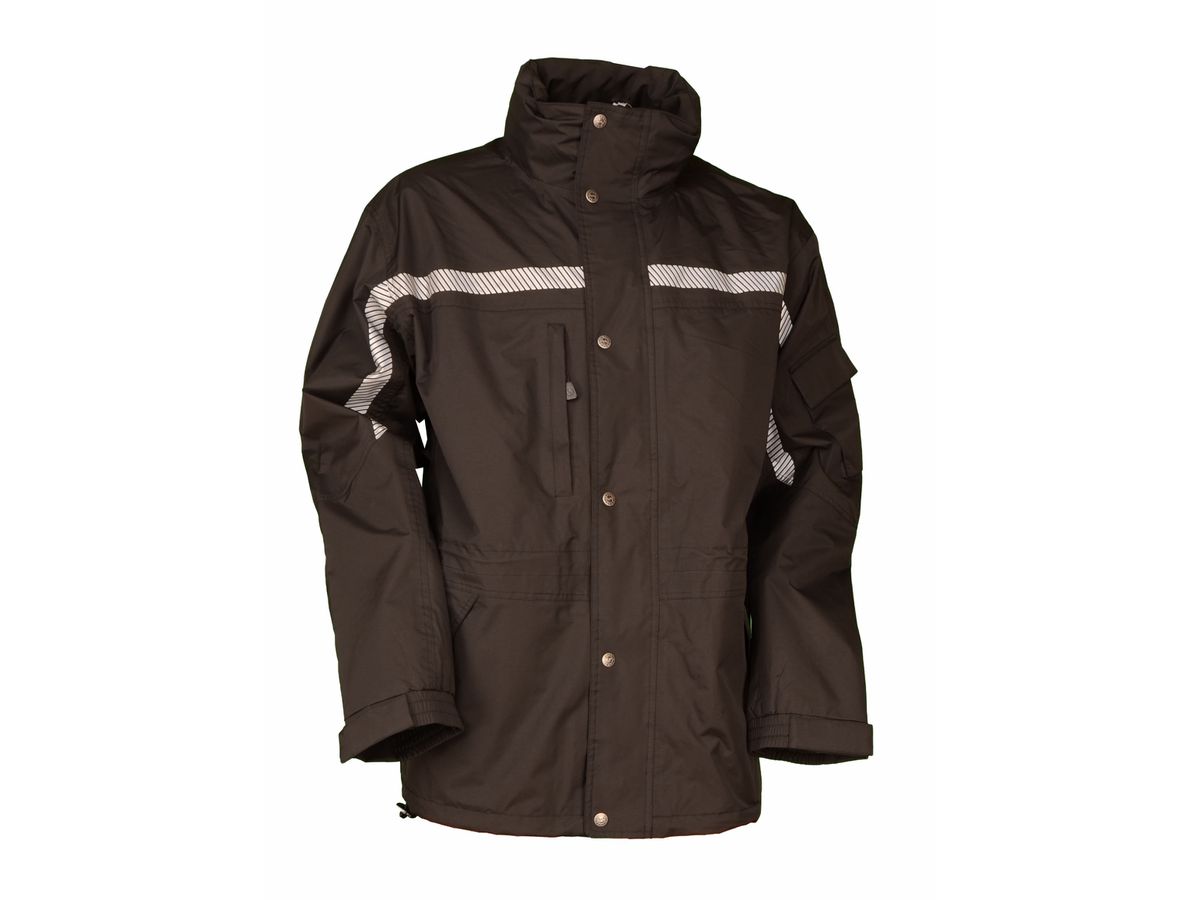 Regenjacke Swissline schwarz mit segmentierten Reflexstreifen