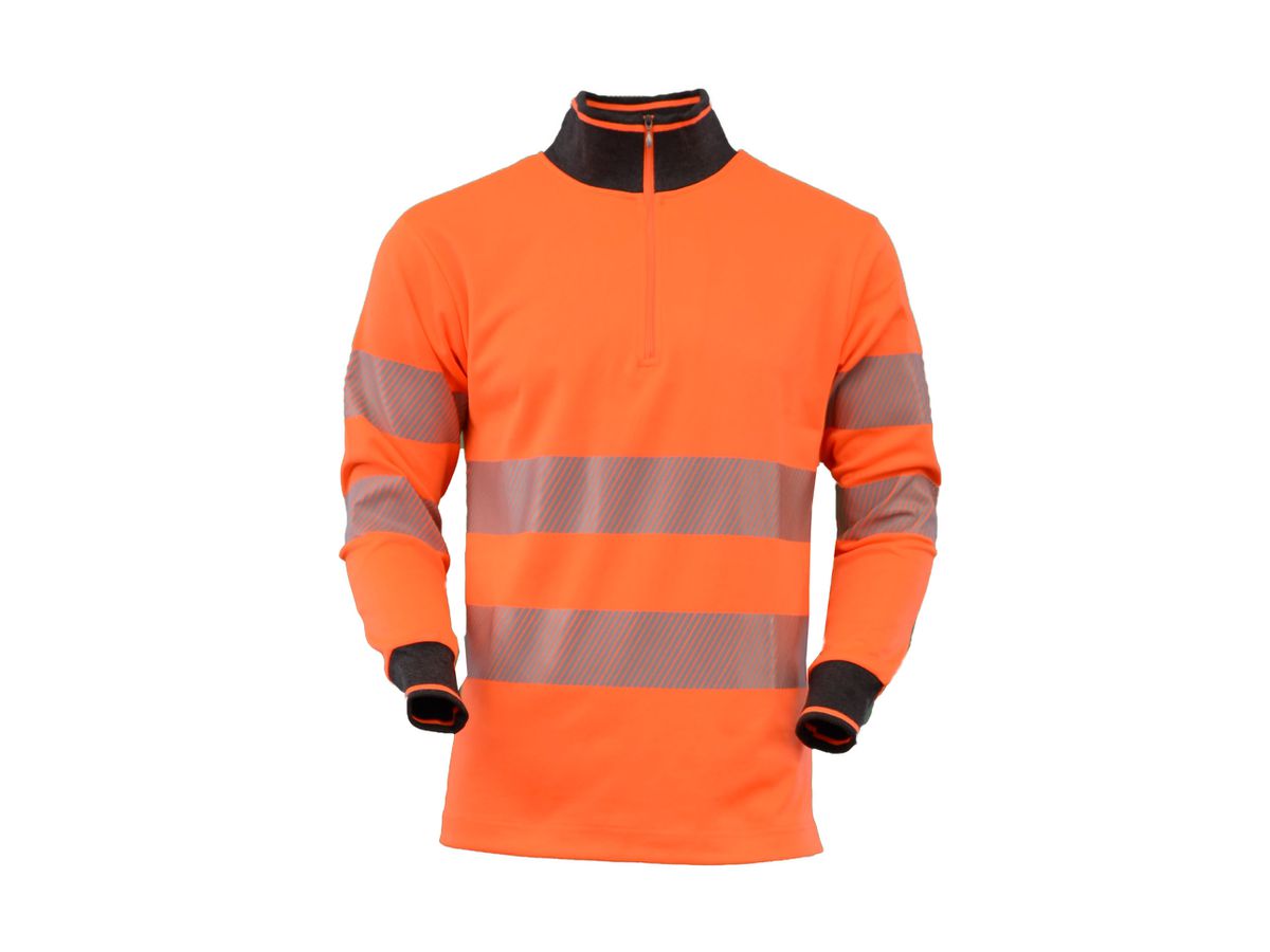 Zip-Sweatshirt Hi-Vis, Bio Baumwolle Leuchtorange