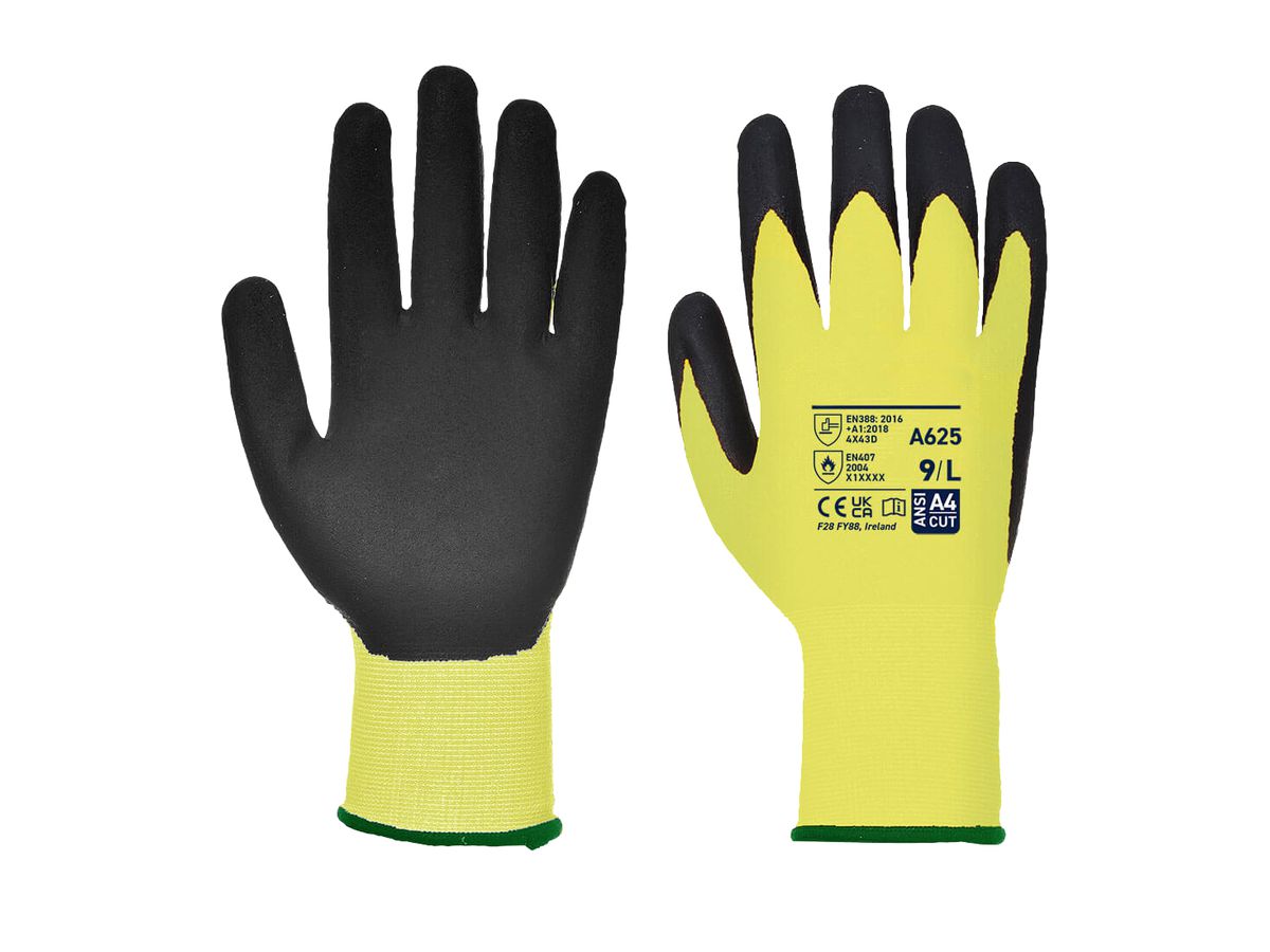 Gant PU Vis-Tex coupure  jaune/noir
