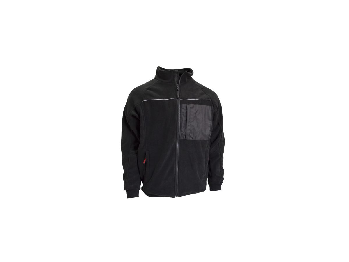 Fleecejacke Swissline schwarz mit Reflex & Strickbund am Arm