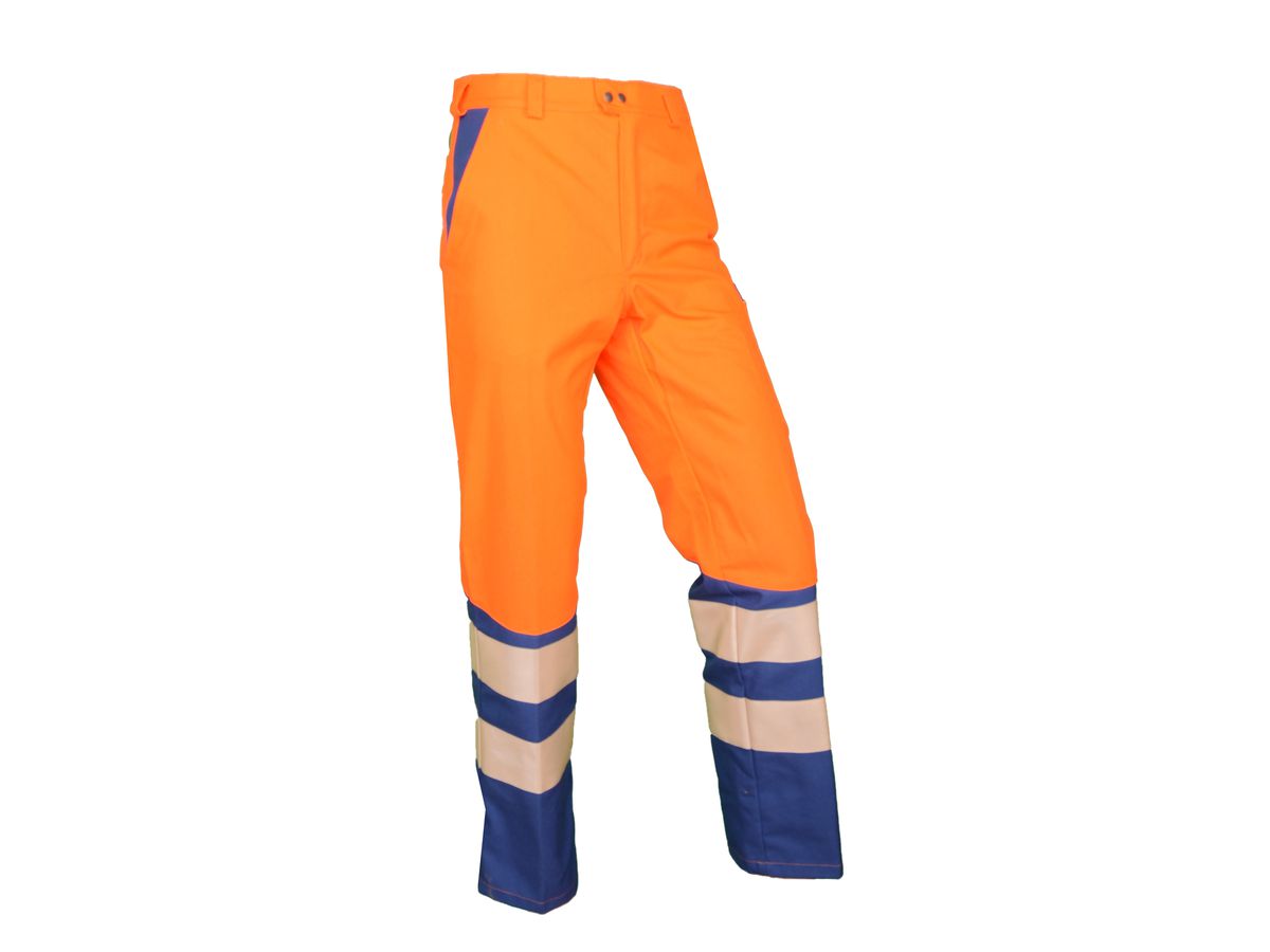 Warn-Bundhose leuchtorange/royalblau