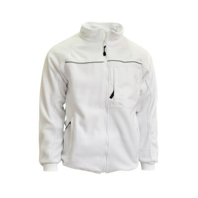 Fleecejacke Swissline weiss mit Reflex & Strickbund am Arm