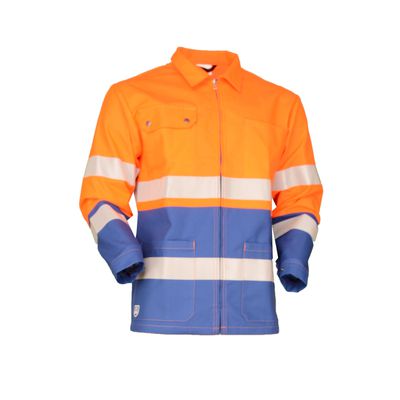 Warnjacke leuchtorange/royalblau