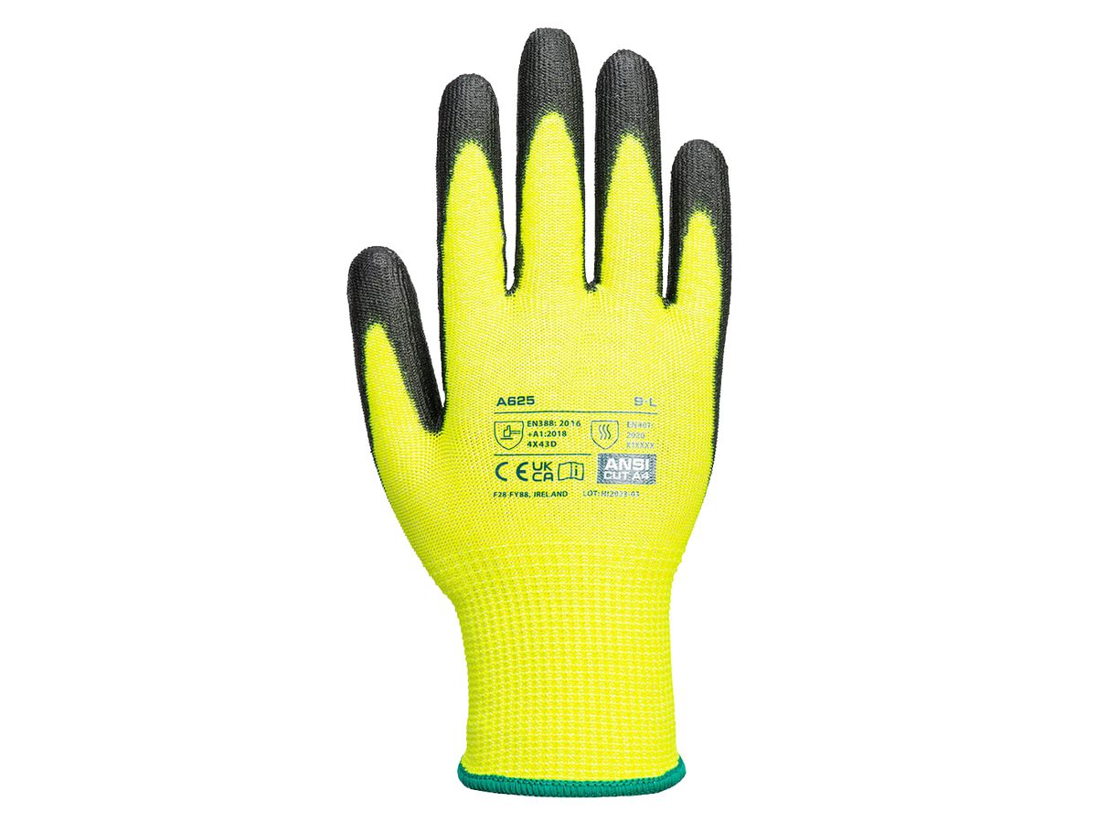 Gant PU Vis-Tex coupure  jaune/noir