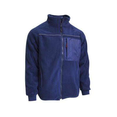 Fleece jacket Swissline navy with Reflex & knitted sleeve cuff