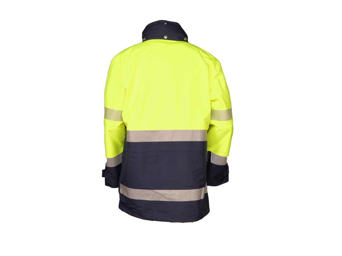 Regenparka EN 20471 HiVis-gelb mit Kontrast marine